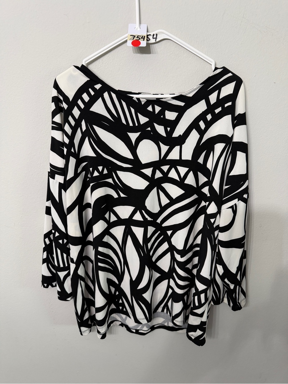 Women’s Easywear by Chico’s Black White Abstract Blouse Size 3 XL 16-18